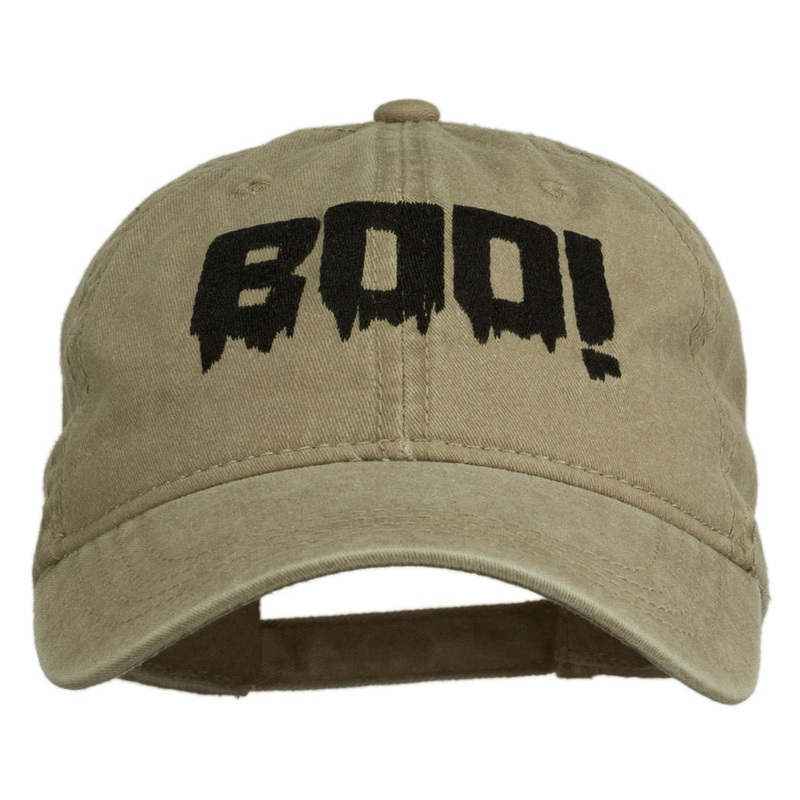 Halloween Boo Sign Embroidered Washed Cap Khaki One Size