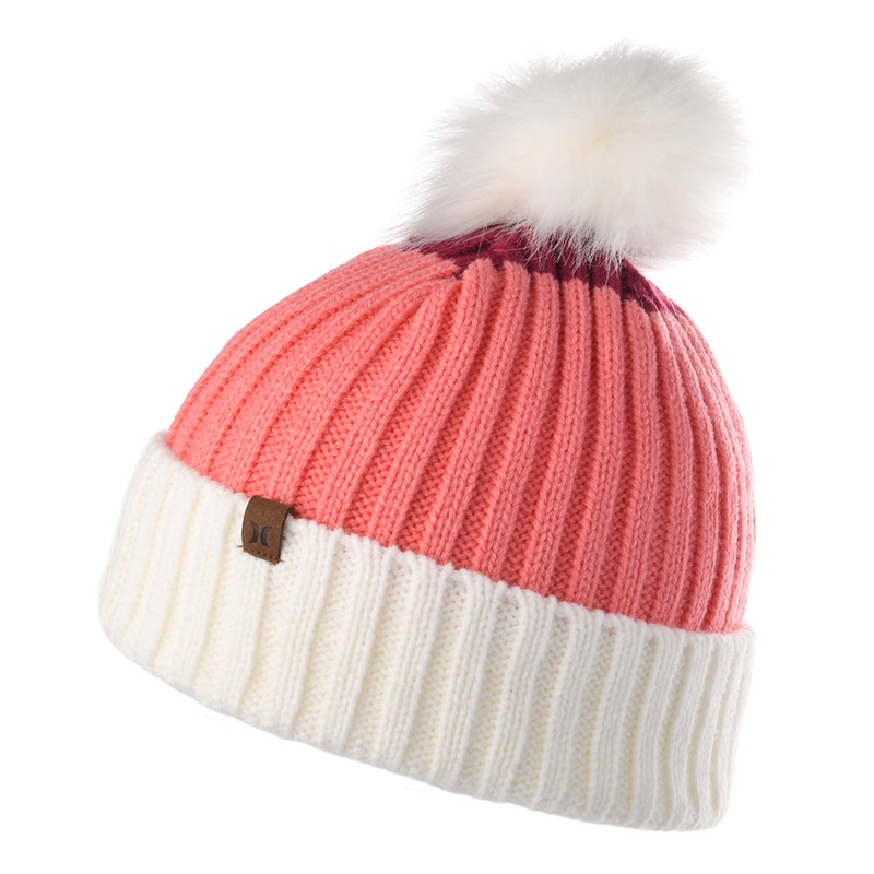 Hurley Hats June Bobble Hat – White-Pink 1-Size