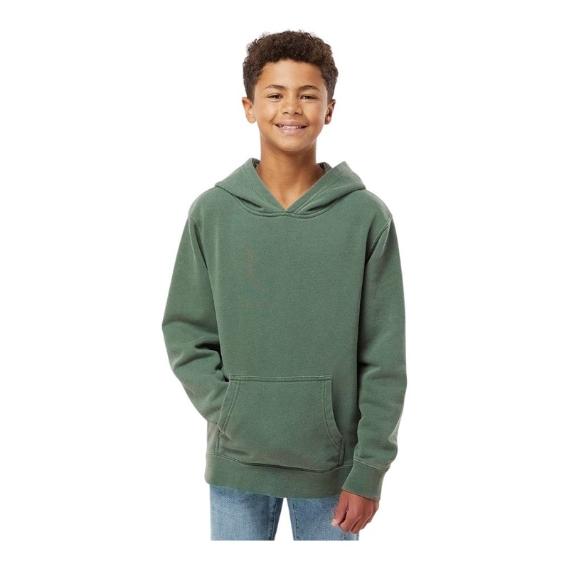 Independent Trading Co PRM1500Y Youth Midweight Pigment-Dyed Hooded Sweatshirt Pigment Black XS