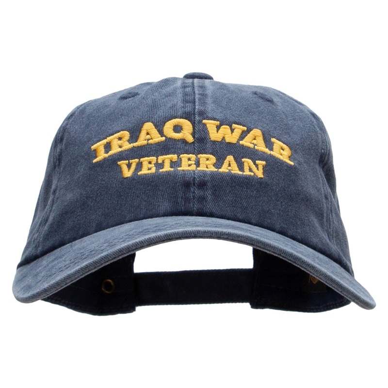Iraq War Veteran Embroidered Washed Cotton Brass Buckle Cap Navy One Size