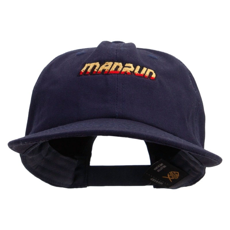 Madrun Race Embroidered Unconstructed High Profile Cotton Flat Bill Cap Navy One Size