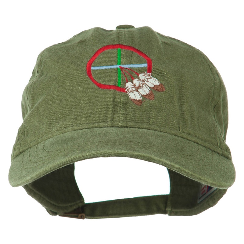 Medicine Wheel Embroidered Washed Cap Olive Green One Size