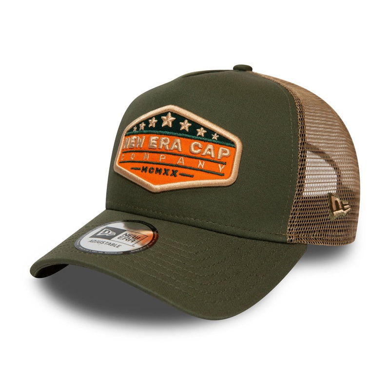 New Era Star Patch Trucker Cap – Olive Adjustable