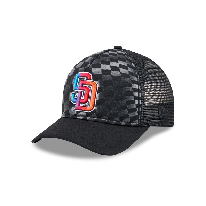 San Diego Padres Gradient Raceway 9FORTY M-Crown A-Frame Trucker Hat One Size