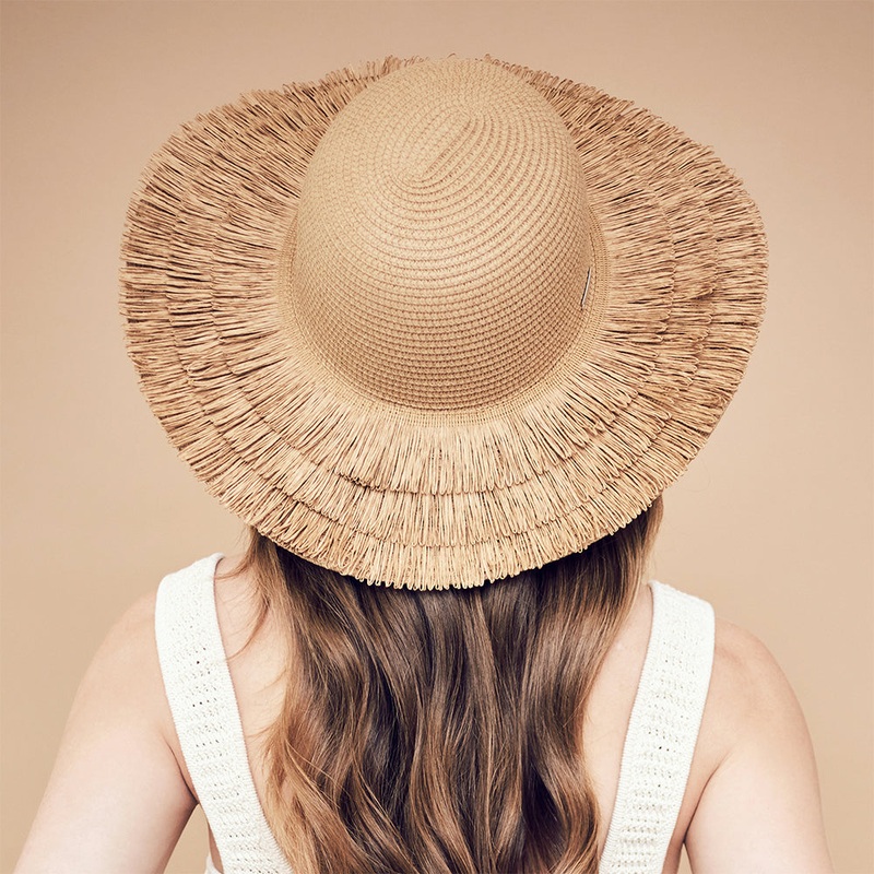 Seeberger Hats Toyo Straw Fringe Sun Hat – Light Brown 1-Size