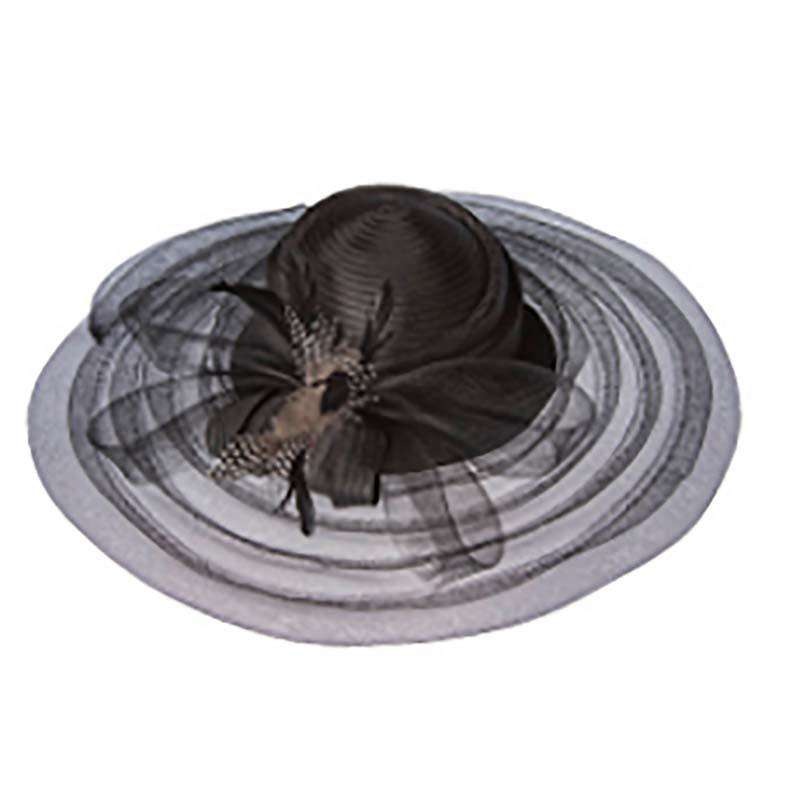 Taffeta Braid Crown Wide Brim Royal Ascot Hat Black