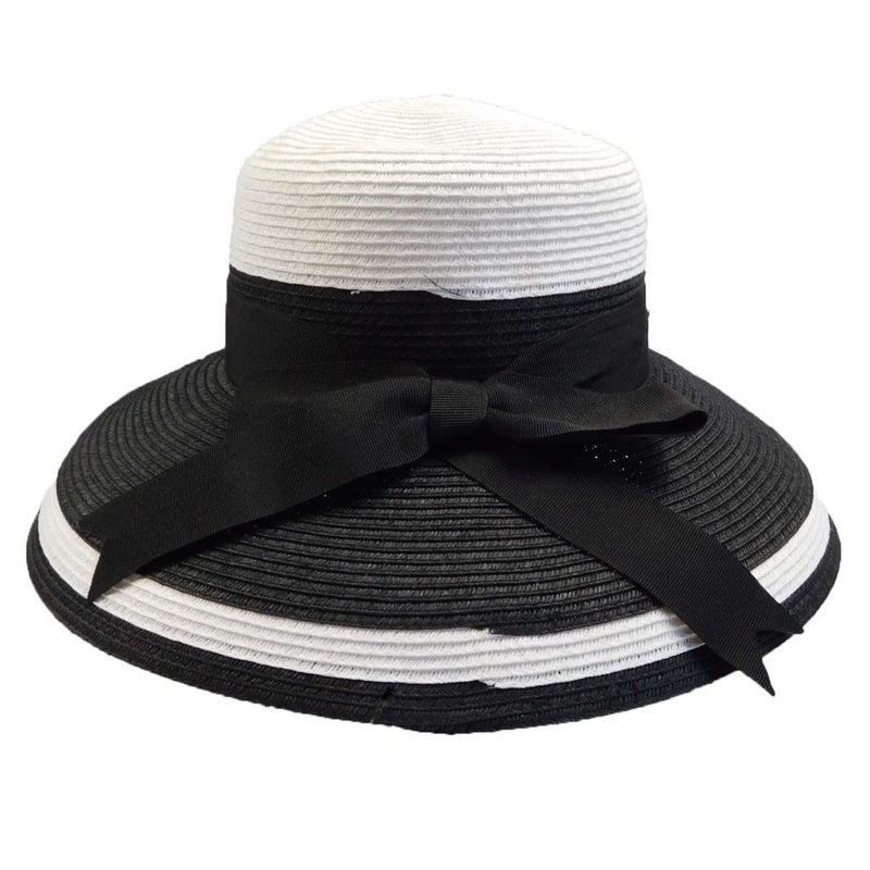 Tiffany Style Summer Hat by Karen Keith – Black and White Black & White