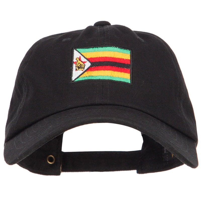 Zimbabwe Flag Embroidered Washed Cap Black One Size