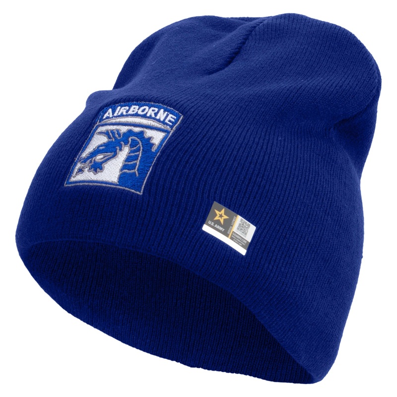 18th Airborne Corps Embroidered 8 Inch Knitted Short Beanie Royal One Size