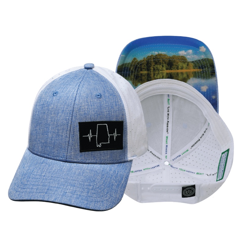 Alabama Hat – Low Profile – Ponytail – Light Blue / White – Laser Mesh