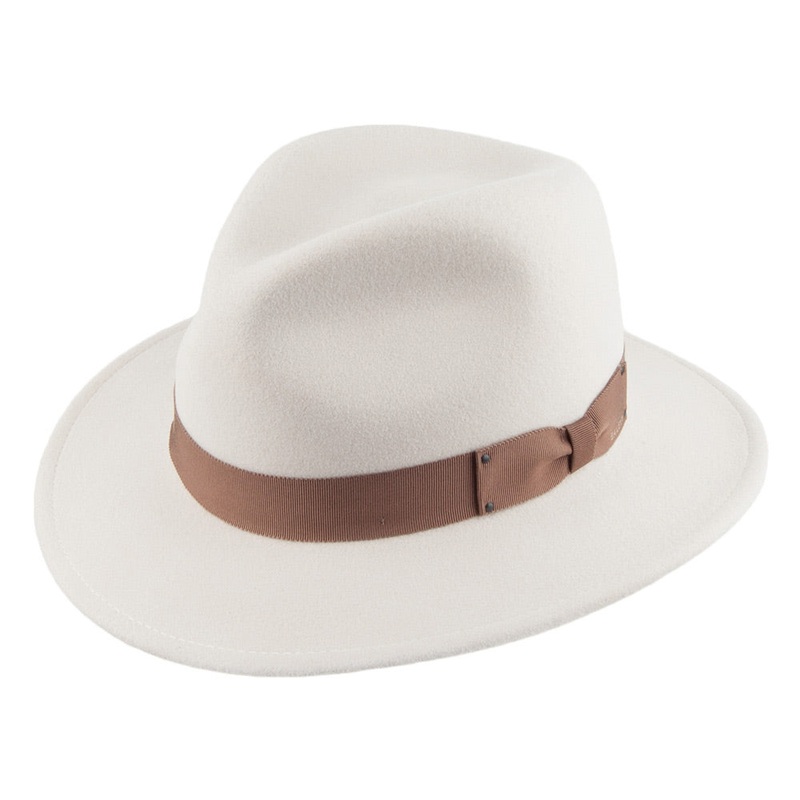 Bailey Hats Curtis Crushable Water Repellent Wool Felt Fedora Hat – Cream S