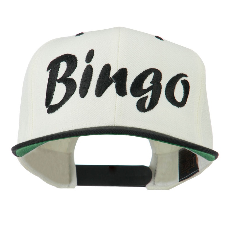 Bingo Embroidered Flat Bill Cap Natural Black One Size