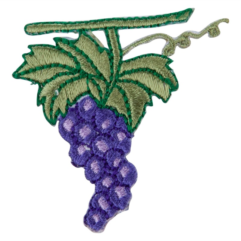 Cluster of Grapes Fruit Iron on Patch Green Purple One Size