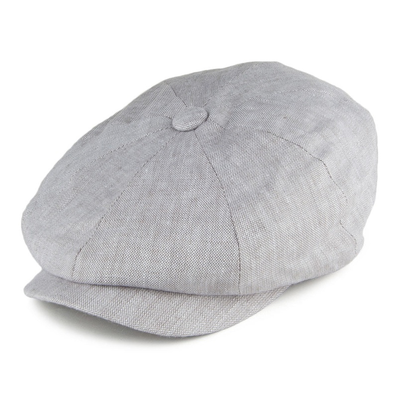 Failsworth Hats Alfie Irish Linen Newsboy Cap – Light Grey S