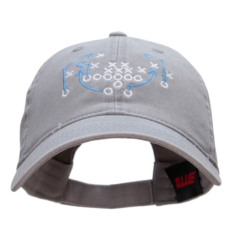 Football Play Embroidered Deluxe Garment Washed Cotton Twill Cap Grey One Size