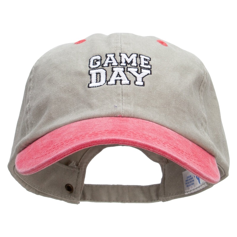 Game Day Embroidered Pigment Dyed Wash Cap Beige Red One Size