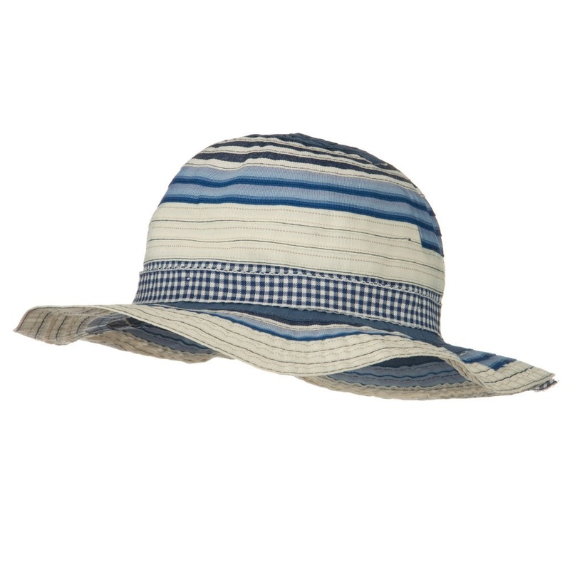 Girls Ribbon 3 Inch Brim Hat Blue One Size