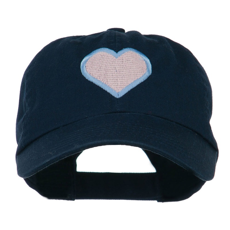 Heart with Outline Embroidered Cap Navy One Size