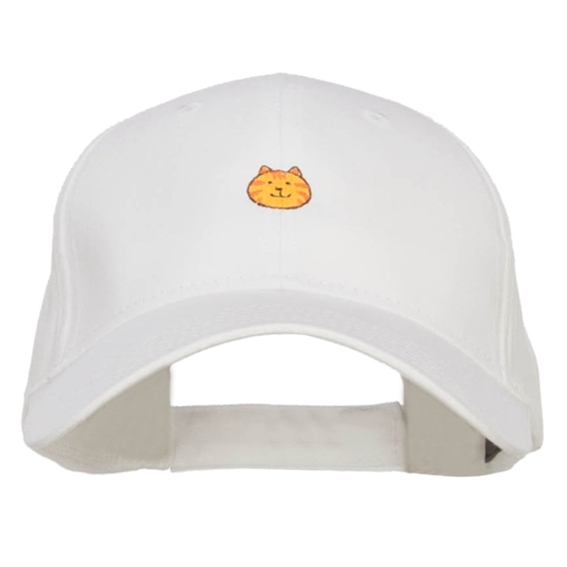 Mini Cat Face Embroidered Cotton Cap White One Size