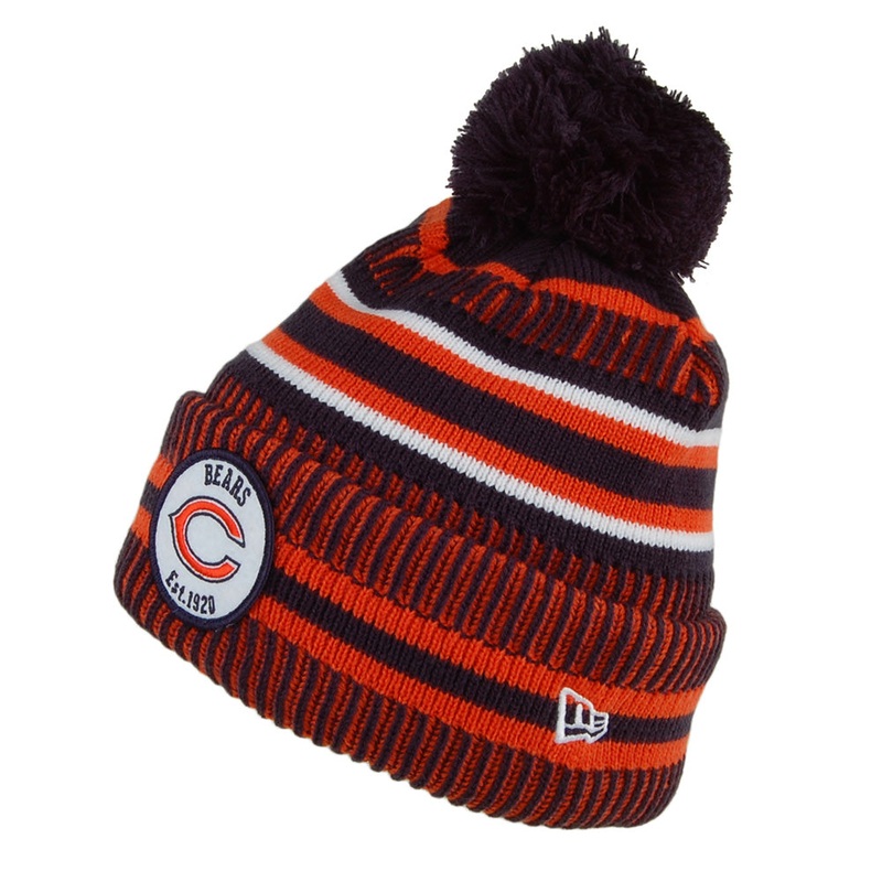 New Era Chicago Bears Bobble Hat – NFL On Field Knit – Orange-Navy 1-Size