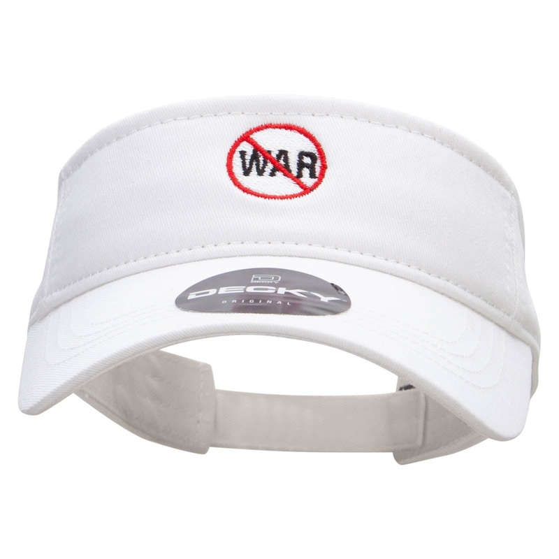 No War Embroidered Brushed Sports Visor White One Size