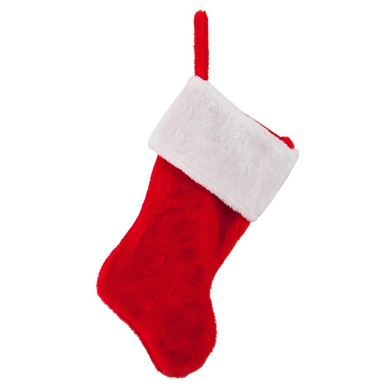 Plush Christmas Stocking White Red One Size