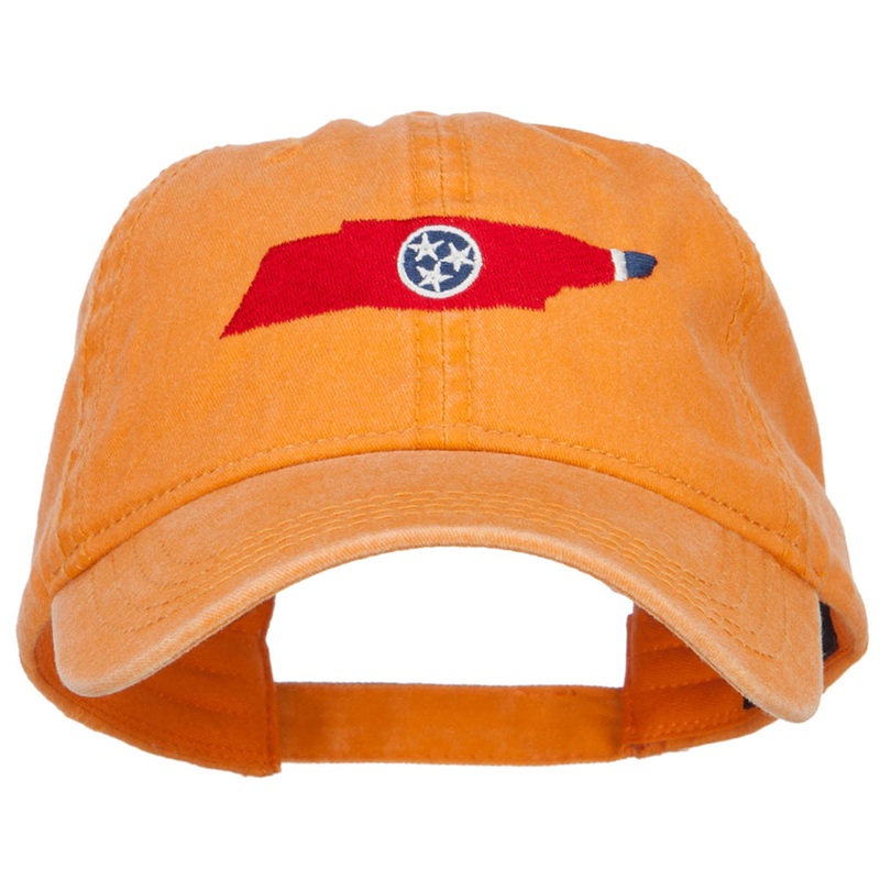 Tennessee State Flag Map Embroidered Washed Cap Orange One Size