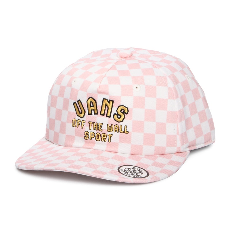 Vans Hats Kids Willow Checkerboard Snapback Cap – Pink-White CHILD ADJ.