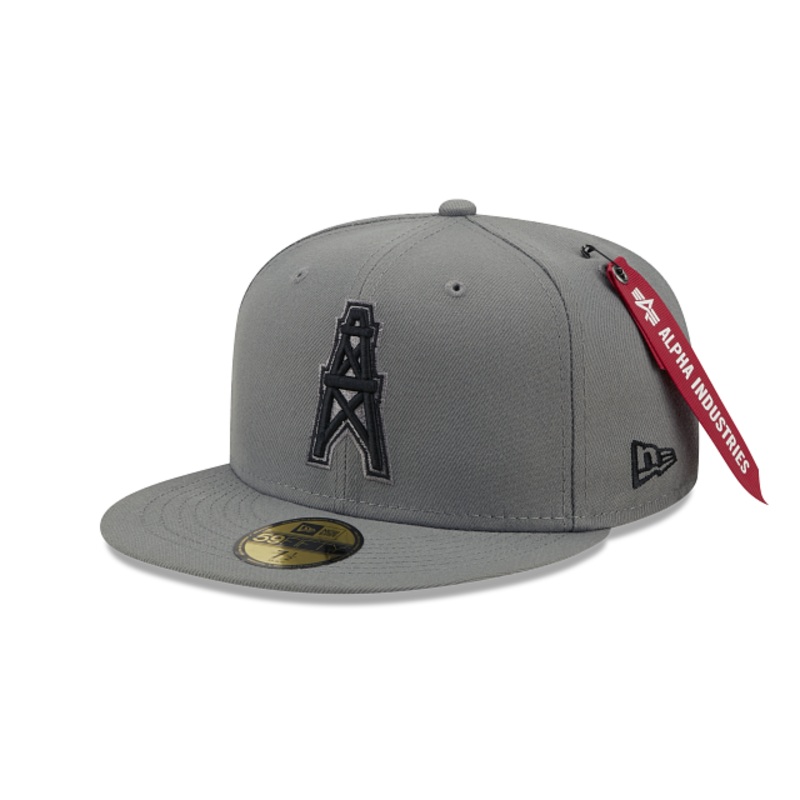 Alpha Industries X Oilers Gray 59FIFTY Fitted Hat 7