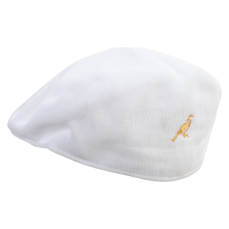 Artistic Finch Bird Embroidered Big Mesh Ivy Cap White XL-2XL