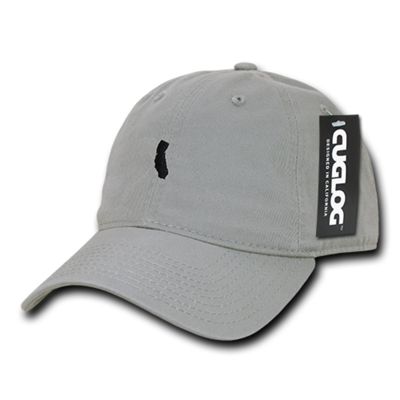 California Map Baseball Cap Dad Hat, Grey Grey
