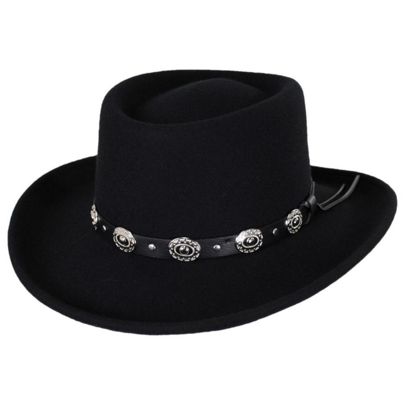 Crossfire Wool Felt Gambler Hat BLACK S