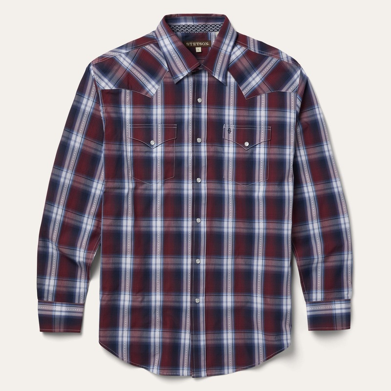 Good Luck Plaid Western Shirt Wine S