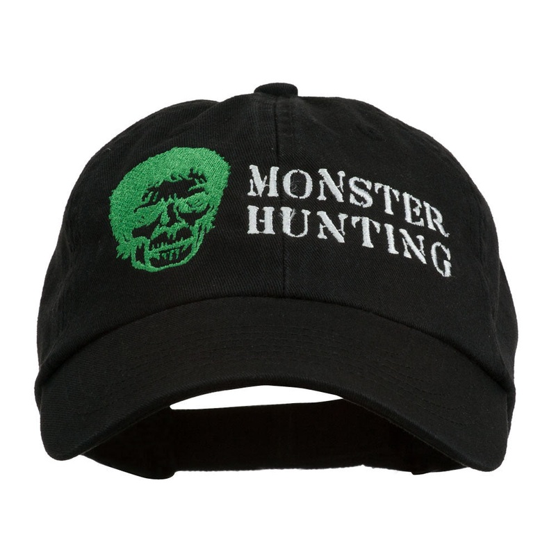 Halloween Monster Hunting Embroidered Washed Cap Black One Size