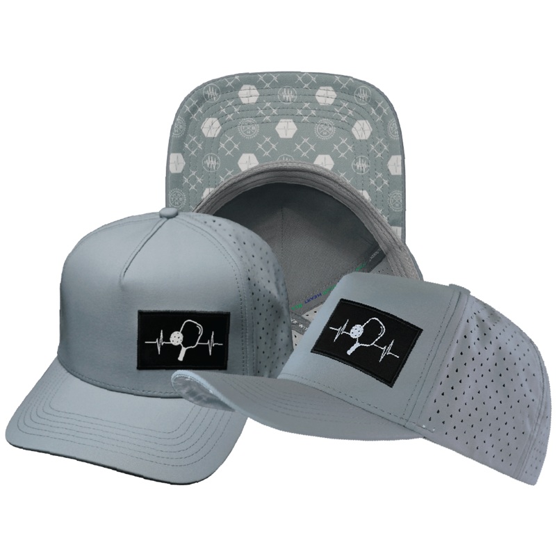 Pickleball Hat – Trucker Hat – Gray – Laser Mesh