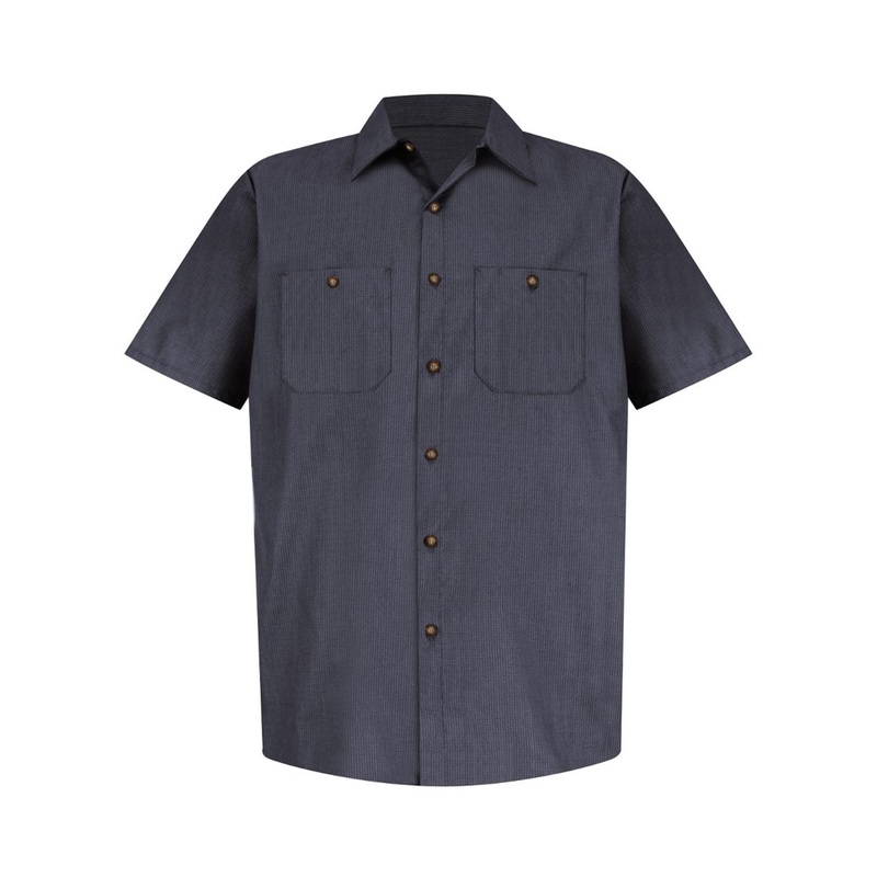 Red Kap SP24 Industrial Short Sleeve Work Shirt – Blue/Charcoal Microcheck Blue/Charcoal Microcheck S
