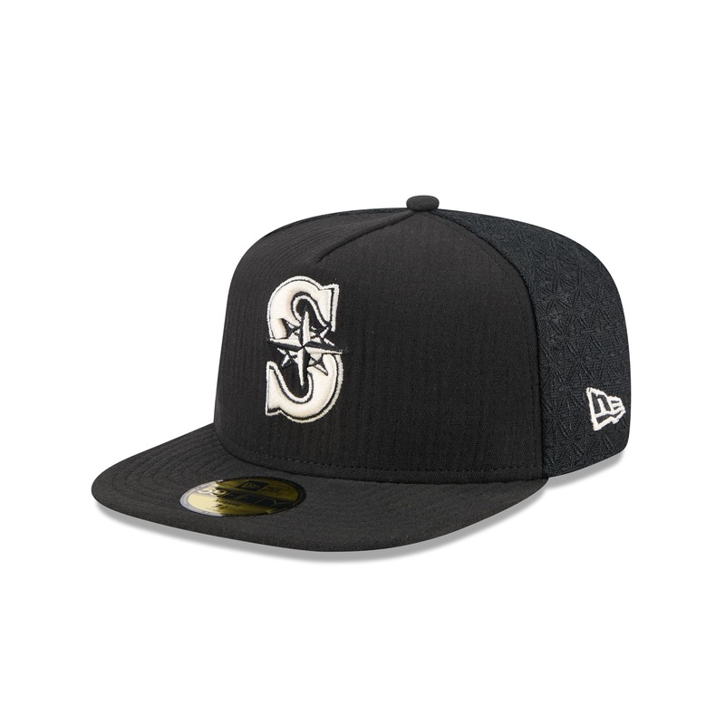 Seattle Mariners Black Mesh 59FIFTY A-Frame Fitted Hat 7