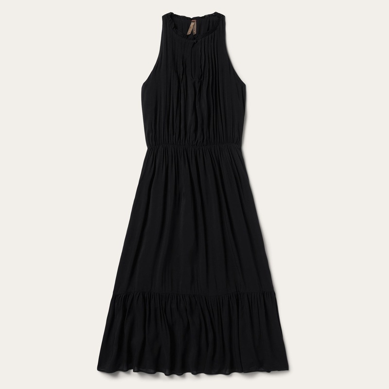 Solid Sleeveless Prairie Dress Black XS
