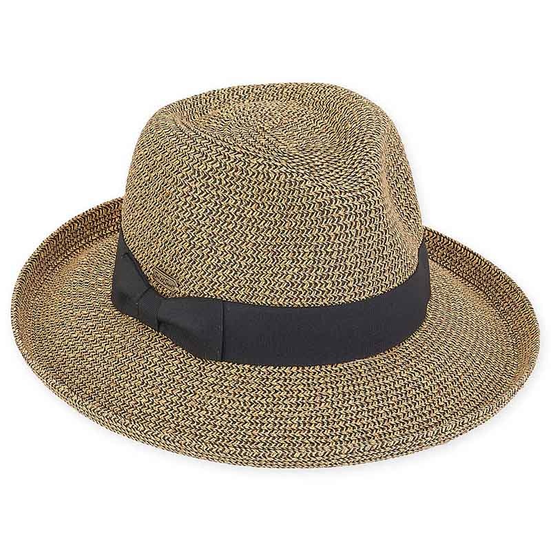 Unique Up Turned Brim Fedora Hat – Sun ‘N’ Sand Hats Black Tweed Medium (57 cm)