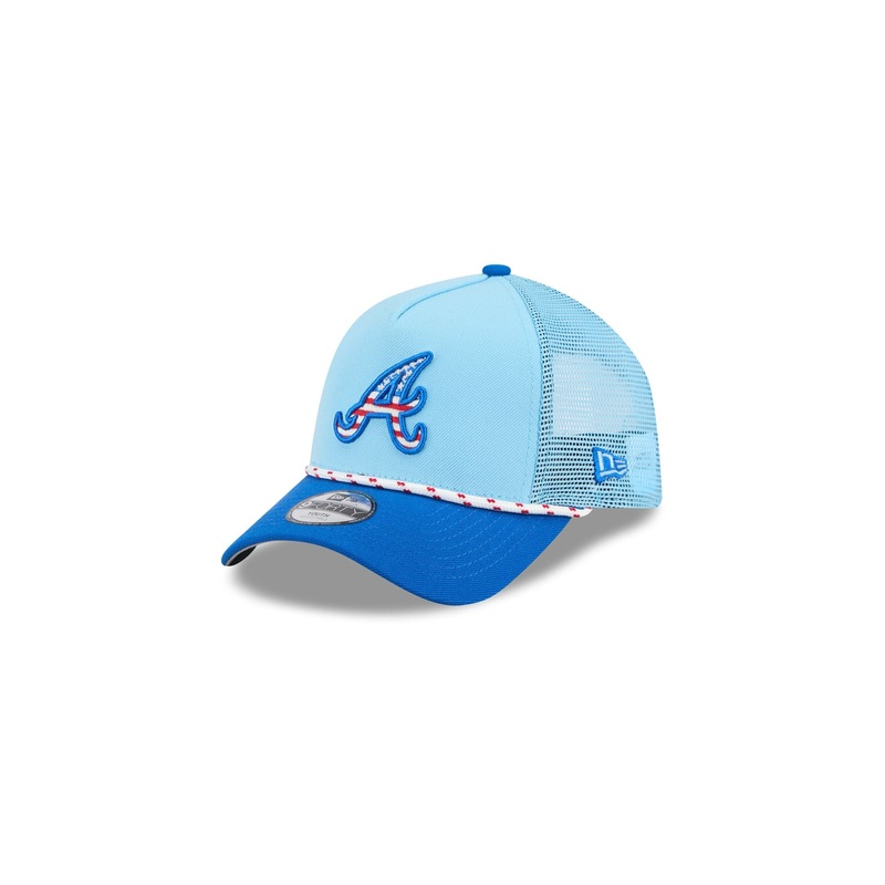 Atlanta Braves Independence Day 2025 Kids 9FORTY M-Crown A-Frame Trucker Hat Youth
