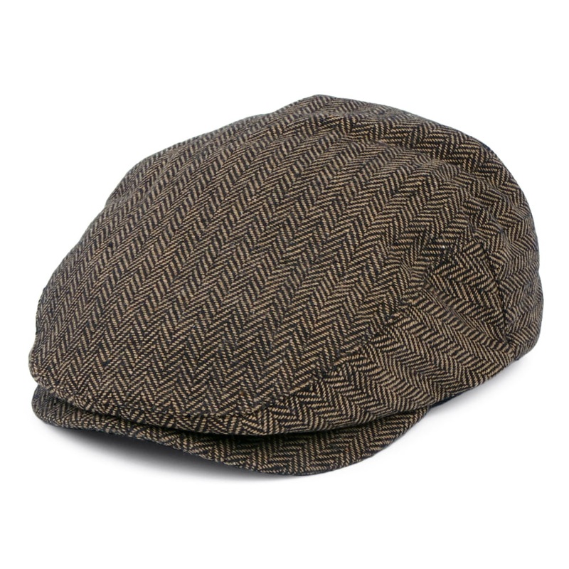 Brixton Hats Hooligan Herringbone Flat Cap – Brown-Khaki Small-56cm