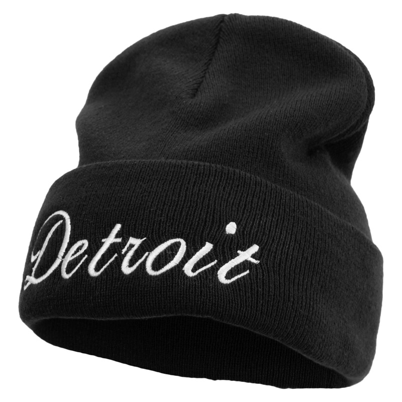 City of Detroit Embroidered Big Size Acrylic Long Beanie Black XL-3XL