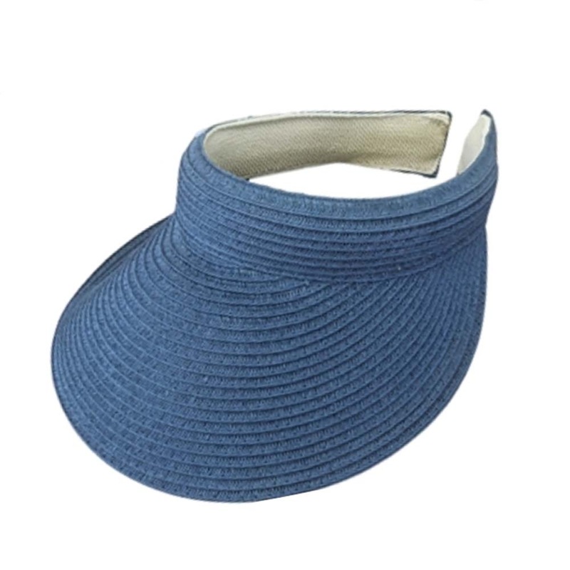 Comfort Band Bright Colors Clip On Straw Sun Visor – Boardwalk Style Navy Medium (57 cm)