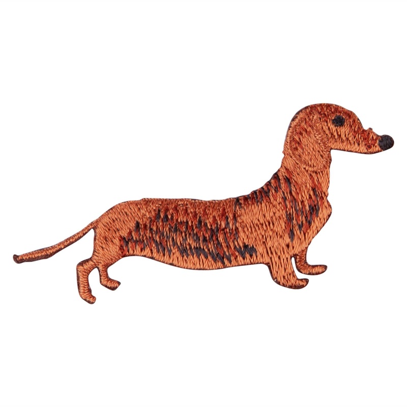 Dachshund Dog Pet Iron on Embroidered Patch Brown Black One Size