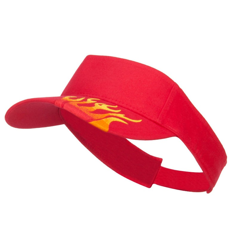 Embroidered Flame Cotton Visor Red One Size