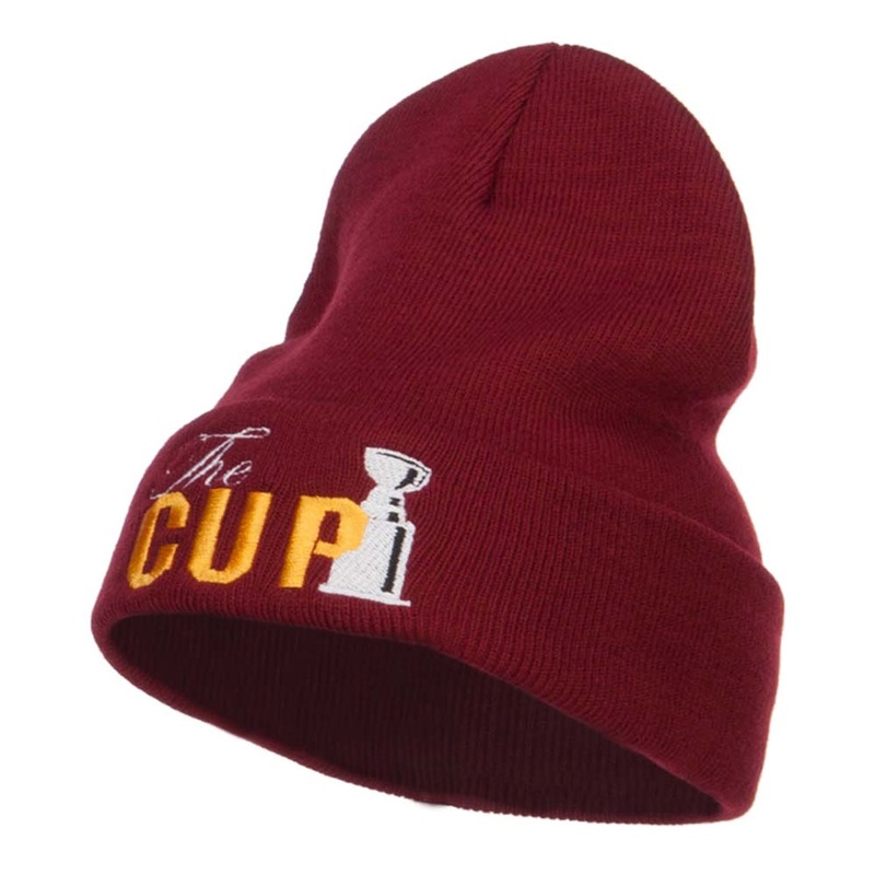 Hockey The Cup Embroidered Long Beanie Maroon One Size
