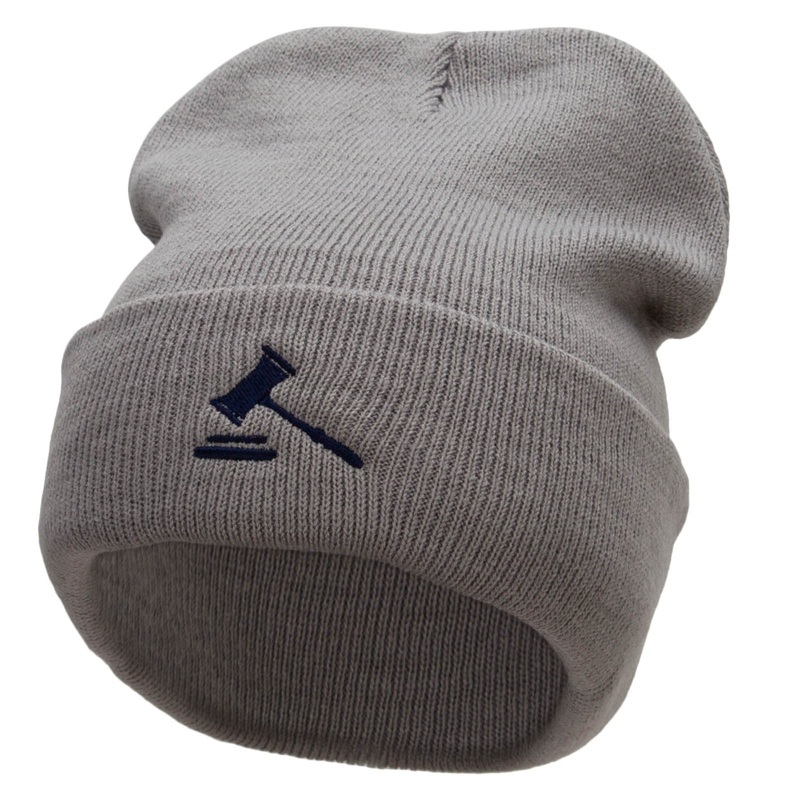 Law Embroidered 12 inch Acrylic Cuffed Long Beanie Grey One Size