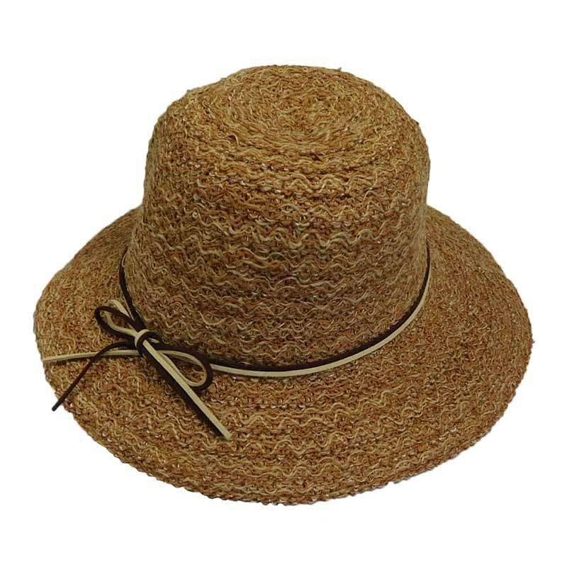 Linen Braid Cloche with Leatherette Tie Navy