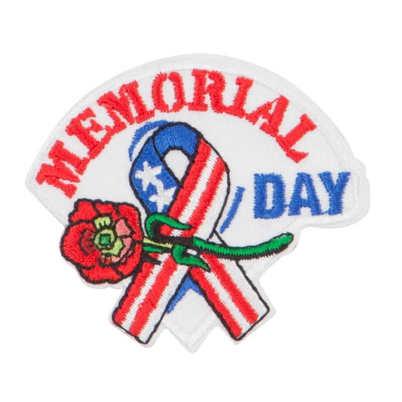 Memorial Day Embroidered Patches Ribbon Flower One Size