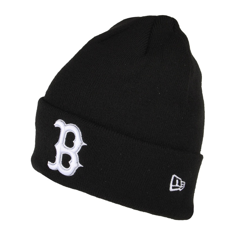 New Era Boston Red Sox Cuffed Beanie Hat – MLB League Essential – Black-White 1-Size